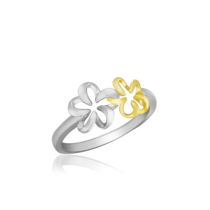 Two Tone Floating Plumeria Ring