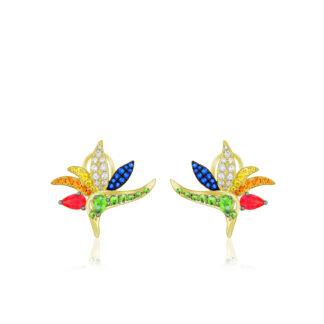 Bird of Paradise Gemstone Latchback Earrings