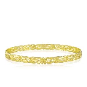 6mm Plumeria Bangle in Yellow Gold - Initial Hawaiian Jewelry