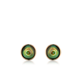 Abalone Stud Earrings in Yellow Gold