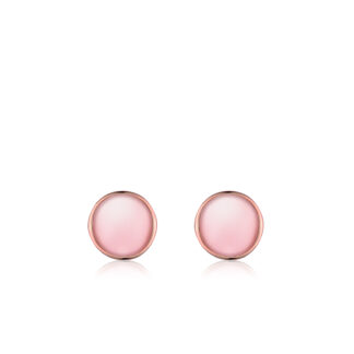 Pink Mother of Pearl Stud Earrings in Rose Gold