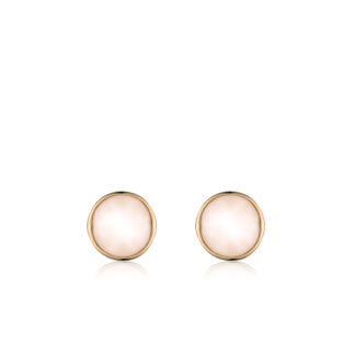 White Mother of Pearl Stud Earrings in Yellow Gold