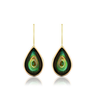 Abalone Hook Earrings in Yellow Gold