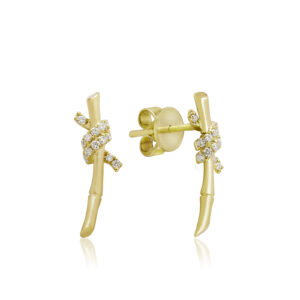 Bamboo Knot Diamond Stud Earrings