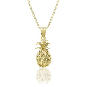 Pineapple Pendant Yellow Gold 21mm - 14K Yellow Gold Hawaiian Jewelry