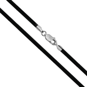 Black Rubber Cord Chain with Sterling Silver Accents - Chains Hawaiian Jewelry