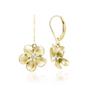Queen Plumeria Diamond Leverback Earrings 8mm