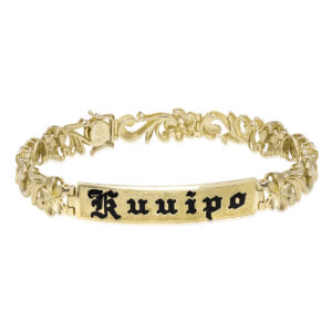 Queen Emma Enamel Id Bracelet - 14K Yellow Gold Hawaiian Jewelry