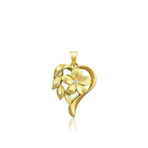 Heart of Hawaii Plumeria and Maile with Diamond
