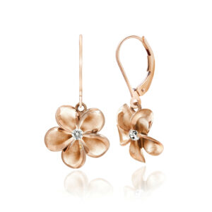 Queen Plumeria Diamond Leverback Earrings 8mm