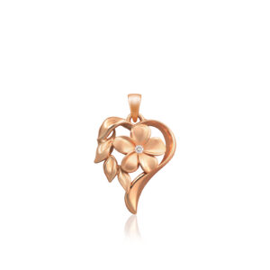 Heart of Hawaii Plumeria Maile Diamond Pendant 14K Gold