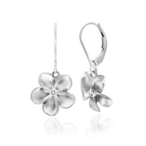 Queen Plumeria Diamond Leverback Earrings 8mm