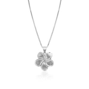 Queen Plumeria Pendant in White Gold 10mm