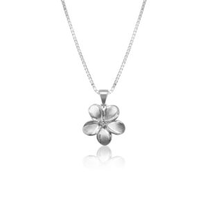 Queen Plumeria Diamond Pendant White Gold 10mm