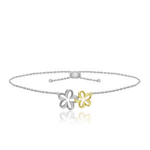Two Tone Floating Plumeria Adjustable Bracelet