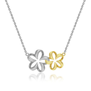 Two Tone Floating Plumeria Adjustable Necklace