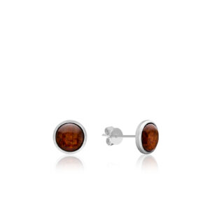 Koa Wood Round Stud Earrings 8mm - Earrings Hawaiian Jewelry