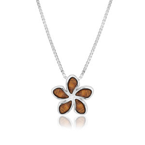 15mm Koa Wood Hawaiian Plumeria Pendant - Jewelry Style Hawaiian Jewelry