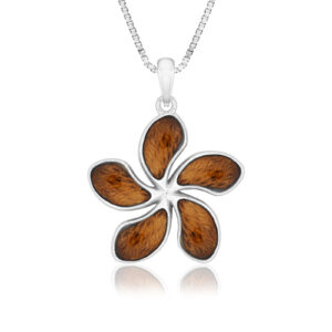24mm Koa Wood Hawaiian Plumeria Pendant - Jewelry Style Hawaiian Jewelry