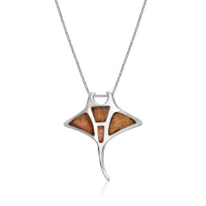 Koa Wood Manta Ray Pendant - Father's Day Jewelry Hawaiian Jewelry