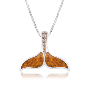 Sterling Silver Koa Whale Tail Pendant - Jewelry Style Hawaiian Jewelry