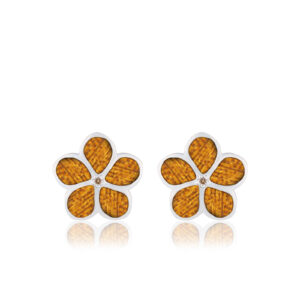 Sterling Silver Koa Plumeria Stud Earrings - Earrings Hawaiian Jewelry