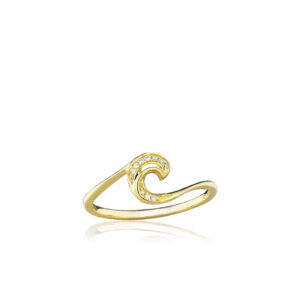 Diamond Mini Wave Ring - 14K Yellow Gold Rings Hawaiian Jewelry