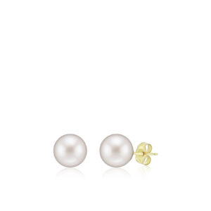Freshwater White Pearl Stud Earrings 9mm - 14K Rose Gold Hawaiian Jewelry