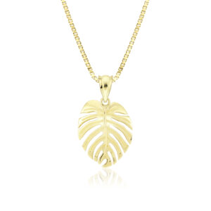 Monstera Leaf Pendant 18mm - 14K Yellow Gold Hawaiian Jewelry