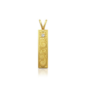Plumeria Scroll Vertical Bar Pendant