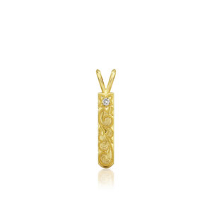 4mm Plumeria Scroll Vertical Bar Pendant