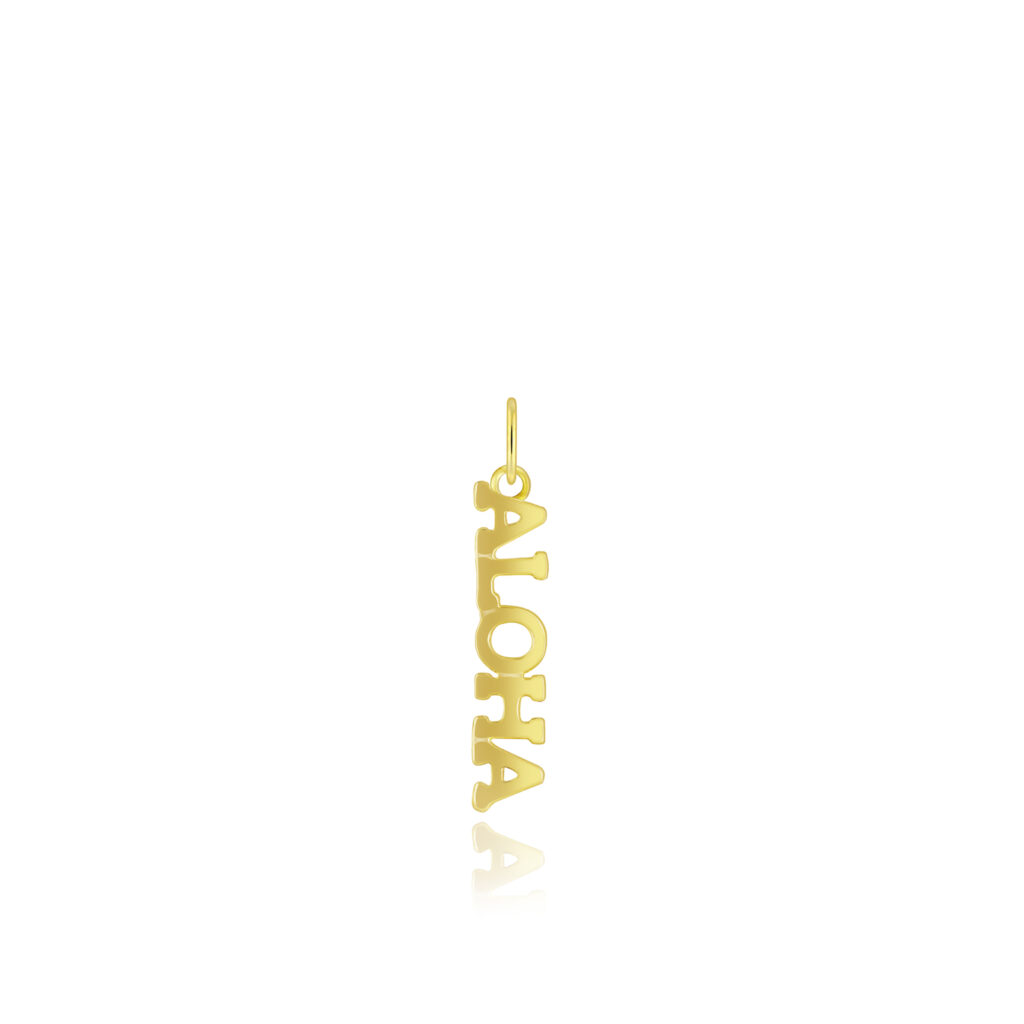 Aloha Pendant in Yellow Gold - 14K Yellow Gold Hawaiian Jewelry