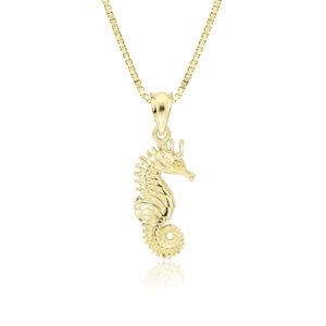 Gold Seahorse Pendant - 14K Yellow Gold Hawaiian Jewelry