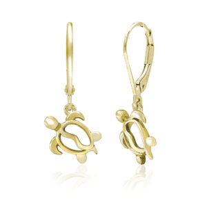 Petro Turtle Leverback Earrings - 14K Rose Gold Hawaiian Jewelry