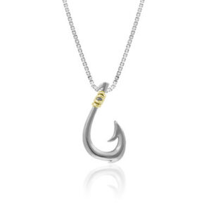 Fishhook Two Tone Silver Pendant
