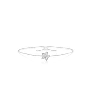 Kaimana Plumeria Bolo Chain Bracelet in Sterling Silver, 0.50ct - Award Winning Designs Hawaiian Jewelry