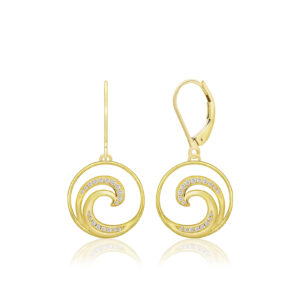 Lustrous Diamond Wave Earrings - 14K Rose Gold Hawaiian Jewelry