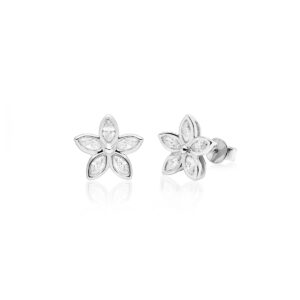 Silver Kaimana Plumeria Earrings 1.10ct - Award Winning Designs Hawaiian Jewelry