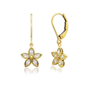 Kaimana Plumeria Leverback Earrings, 0.50ct