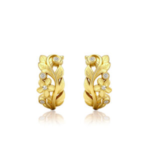 Maile Plumeria Huggie Diamond Earrings