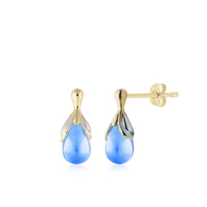 Spirit of Wai Blue Topaz Waterdrop Post Earrings - 14K White Gold Hawaiian Jewelry