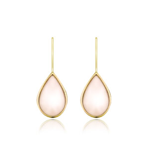 White Teardrop Mother of Pearl Hook Earrings in Yellow Gold - 14K Yellow Gold Hawaiian Jewelry