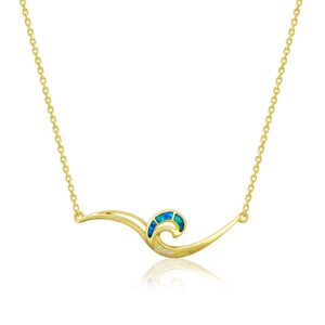 Wave Necklace with Blue Opal