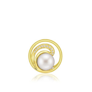 Diamond Pearl Wave Pendant 15mm - 14K Rose Gold Pendants Hawaiian Jewelry