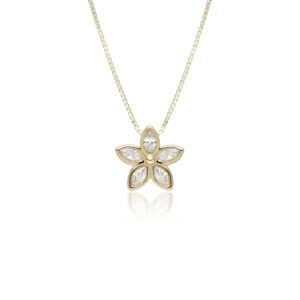 Marquise Kaimana Plumeria Pendant, 0.25ct - 14K Rose Gold Hawaiian Jewelry
