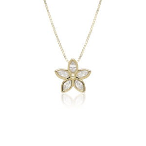 Marquise Kaimana Plumeria Pendant, 0.50ct - 14K Rose Gold Hawaiian Jewelry