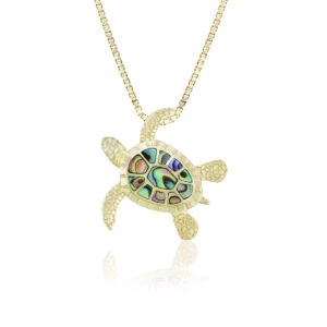 Abalone Turtle Pendant in Gold 21mm - 14K Rose Gold Hawaiian Jewelry