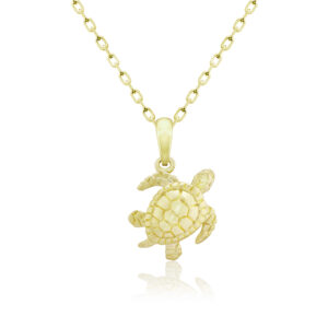 Gold Keiki Turtle Necklace - 14K Yellow Gold Hawaiian Jewelry