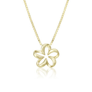 Plumeria Contour Pendant 13mm - 14K Rose Gold Hawaiian Jewelry