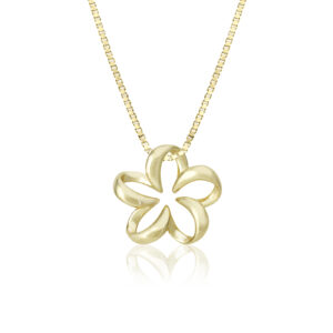 Plumeria Contour Pendant 15mm - 14K Rose Gold Hawaiian Jewelry